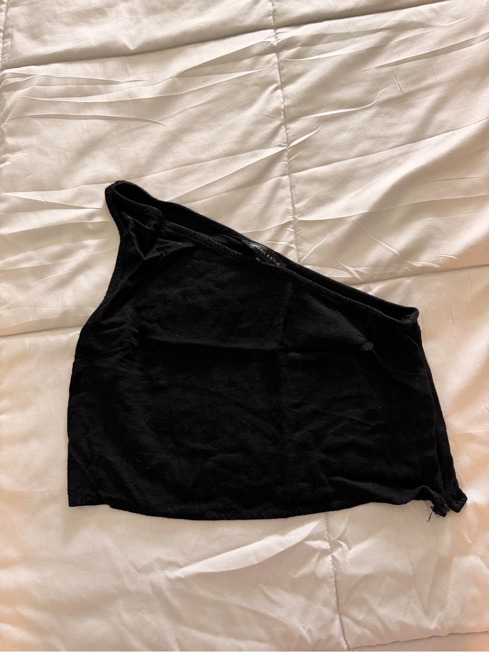 Kendall & Kylie black one-shoulder cropped top